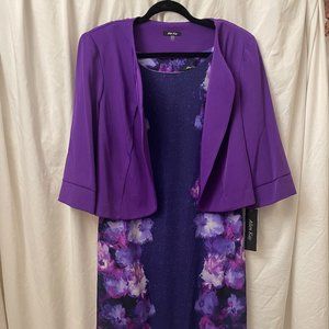 Purple Long Dress and Cropped Jacket Set
